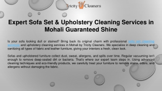 Expert Sofa Set & Upholstery Cleaning Services in Mohali Guaranteed Shine