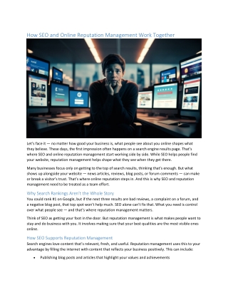 How SEO and Online Reputation Management Work Together