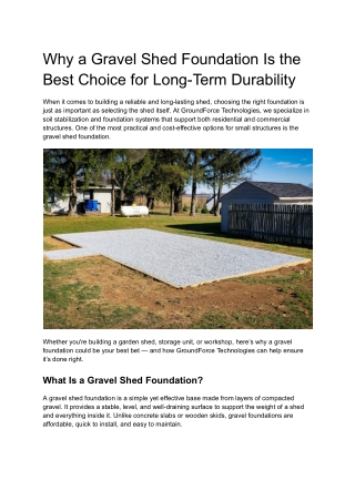Why a Gravel Shed Foundation Is the Best Choice for Long-Term Durability