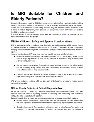 Is MRI Suitable for Children and Elderly Patients (1)