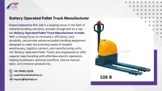 Battery Operated Pallet Truck Manufacturer