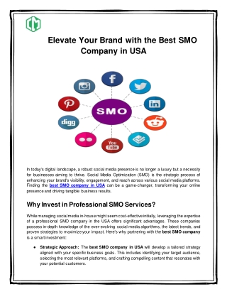 Elevate Your Brand with the Best SMO Company in USA