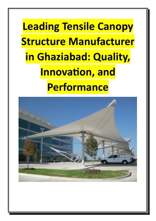 Leading Tensile Canopy Structure Manufacturer in Ghaziabad