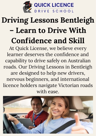 Affordable Driving Lessons Bentleigh – Quick Licence