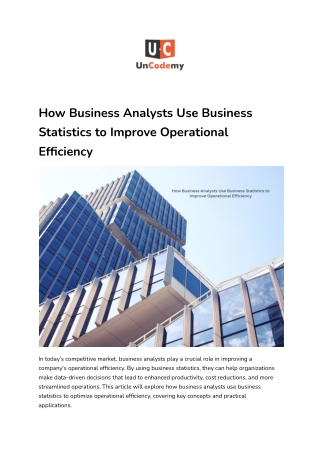 How Business Analysts Use Business Statistics to Improve Operational Efficiency