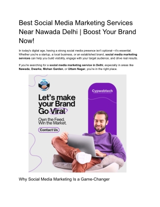 Boost Your Brand with Best Social Media Marketing Services Near Nawada Delhi