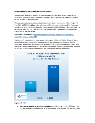 Healthcare Information Systems (HIS) Market Size and Forecast (2025 - 2035)