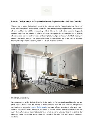 Interior Design Studio in Gurgaon – Chalk Studio