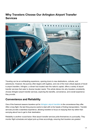 Why Travelers Choose Our Arlington Airport Transfer Services