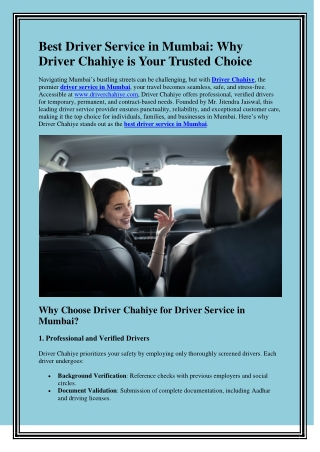 Best Driver Service in Mumbai
