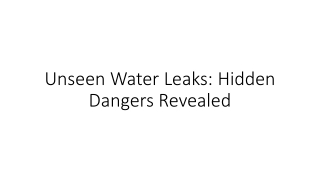 Unseen Water Leaks Hidden Dangers Revealed