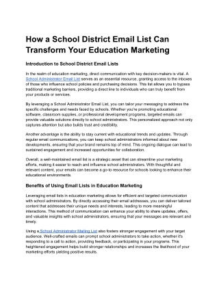 How a School District Email List Can Transform Your Education Marketing