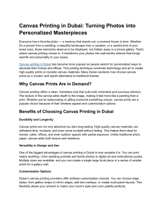 Canvas Printing in Dubai