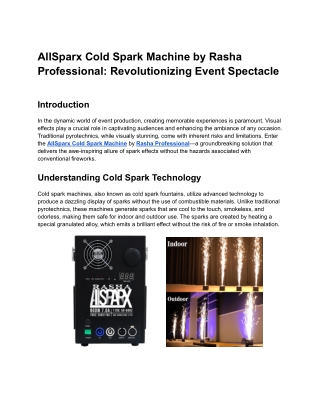 Spark Up Your Event with Rasha AllSparx Cold Spark Machine