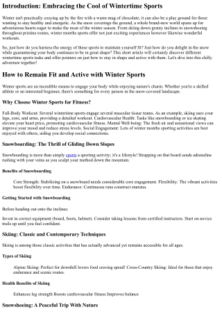 How to Stay Fit and Energetic with Winter Sports