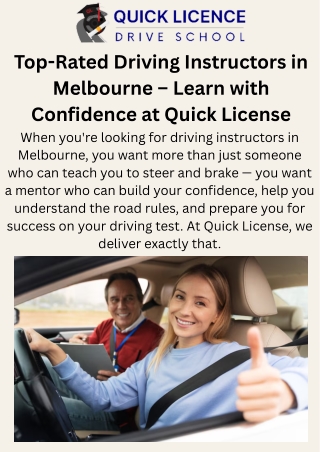 Experienced Driving Instructors In Melbourne – Quick Licence