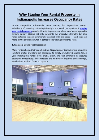 Why Staging Your Rental Property in Indianapolis Increases Occupancy Rates