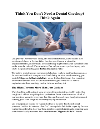 Think You Don’t Need a Dental Checkup Think Again