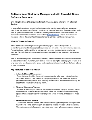 Optimize Your Workforce Management with Powerful Times Software Solutions