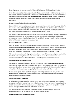 Enhancing School Communication with Advanced PA System and Bell Solutions in Dubai