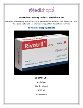 Buy Online Sleeping Tablets  Medishops.net