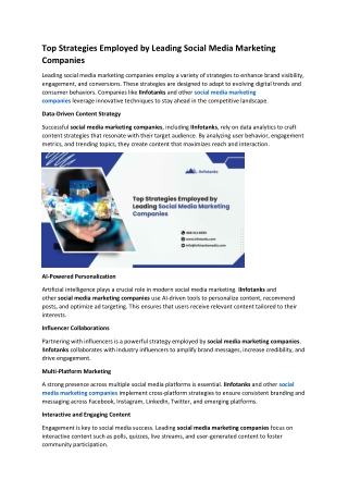 Top Strategies Employed by Leading Social Media Marketing Companies