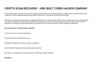 CRYPTO SCAM RECOVERY - HIRE iBOLT CYBER HACKER COMPANY