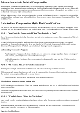 Auto Accident Compensation Myths That Could Cost You