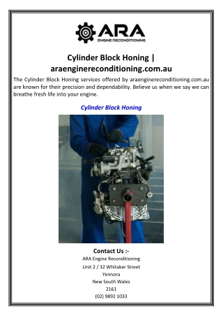Cylinder Block Honing  araenginereconditioning.com.au