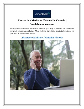 Alternative Medicine Telehealth Victoria Verdebloom.com.au