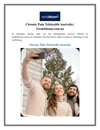 Chronic Pain Telehealth Australia Verdebloom.com.au