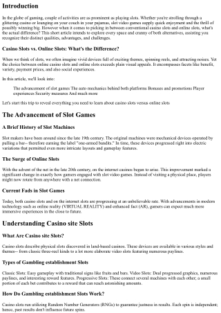 Casino Site Slots vs. Online Slots: What's the Distinction?