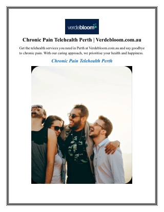 Chronic Pain Telehealth Perth Verdebloom.com.au