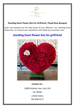 Standing Heart Flower Box For Girlfriend  Royal Rose Bouquet