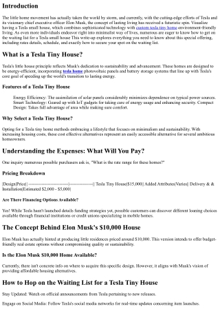 How to Hop on the Waitlist for a Tesla Tiny Residence