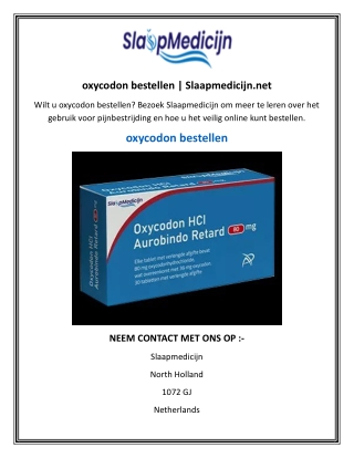 oxycodon bestellen  Slaapmedicijn.net