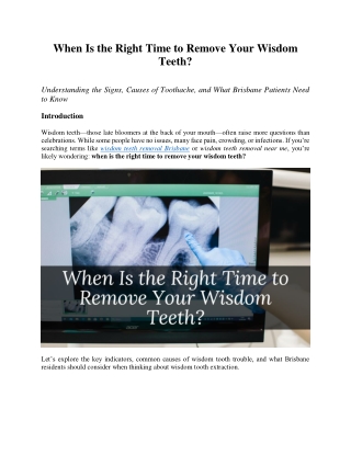 When Is the Right Time to Remove Your Wisdom Teeth