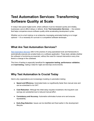 Test Automation Services_ Transforming Software Quality at Scale