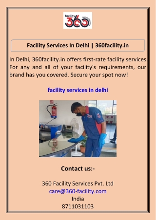 Facility Services In Delhi  360facility.in