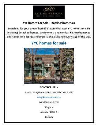 Yyc Homes For Sale  Katrinashomes.ca