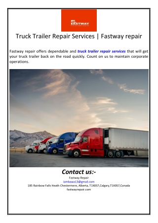 Truck Trailer Repair Services | Fastway repair