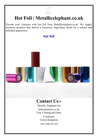 Hot Foil | Metallicelephant.co.uk