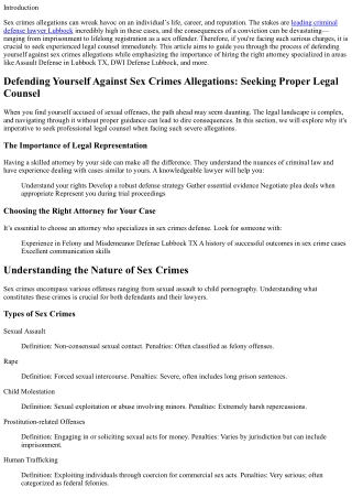 Defending Yourself Against Sex Crimes Allegations: Seeking Proper Legal Counsel