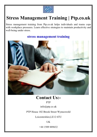 Stress Management Training | Ptp.co.uk