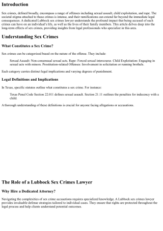 Sex Crimes and Their Long-term Effects: Advice from a Dedicated Lubbock Sex Crim