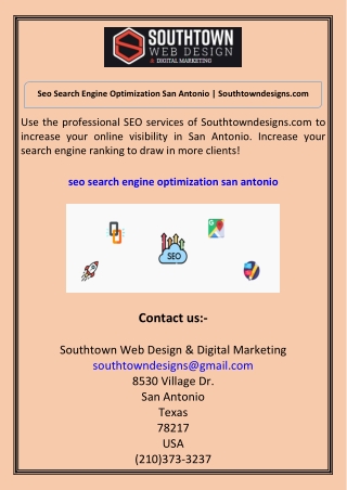Seo Search Engine Optimization San Antonio Southtowndesigns.com