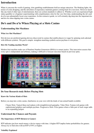 Do's and Do n'ts When Playing at a Slots Online casino