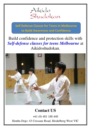 Self Defense Classes for Teens in Melbourne to Build Awareness and Confidence