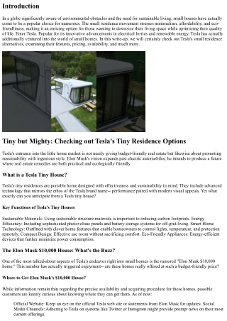 Tiny yet Mighty: Discovering Tesla's Tiny Home Options