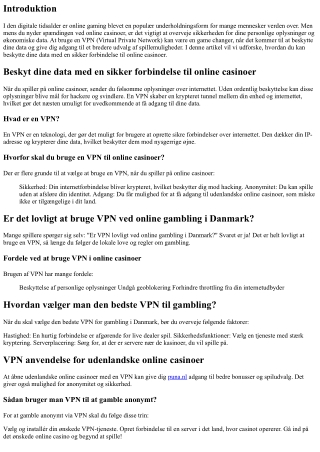 Beskyt dine data med en sikker forbindelse til online casinoer